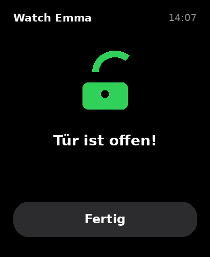 Bestätigung: Tür ist offen