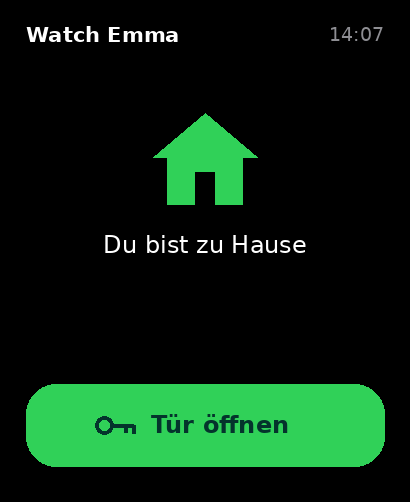 Uhr mit aktivem Öffnen-Knopf